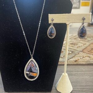 Elegant Silver and Black Teardrop Jewelry Set